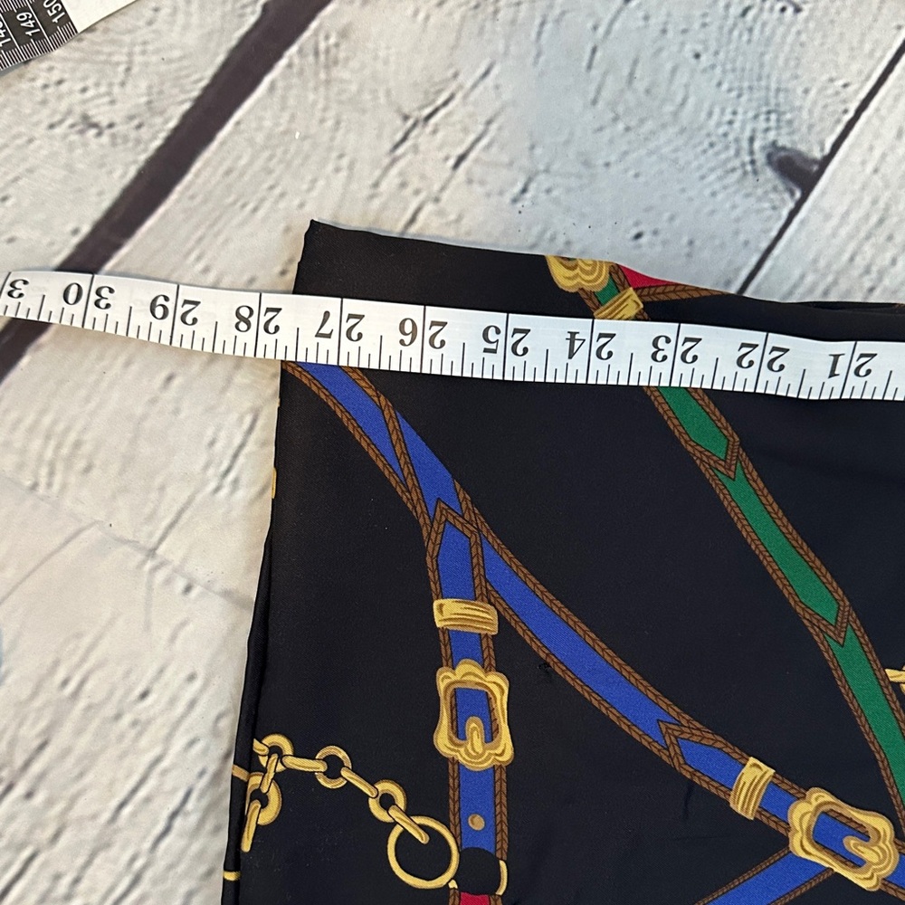 Lauren Ralph Lauren Black Wide-Leg Pants with Multicolor Chain Print - Picture 8 of 9